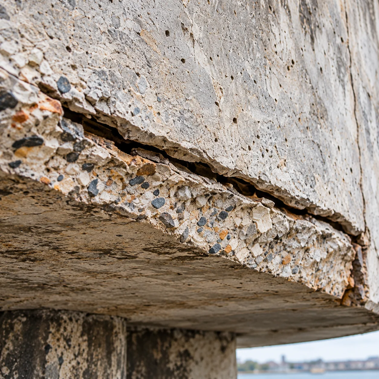 Bridge & Infrastructure Concrete Cancer Repairs Sydney 14 Delamination in deteriorated bridge concrete