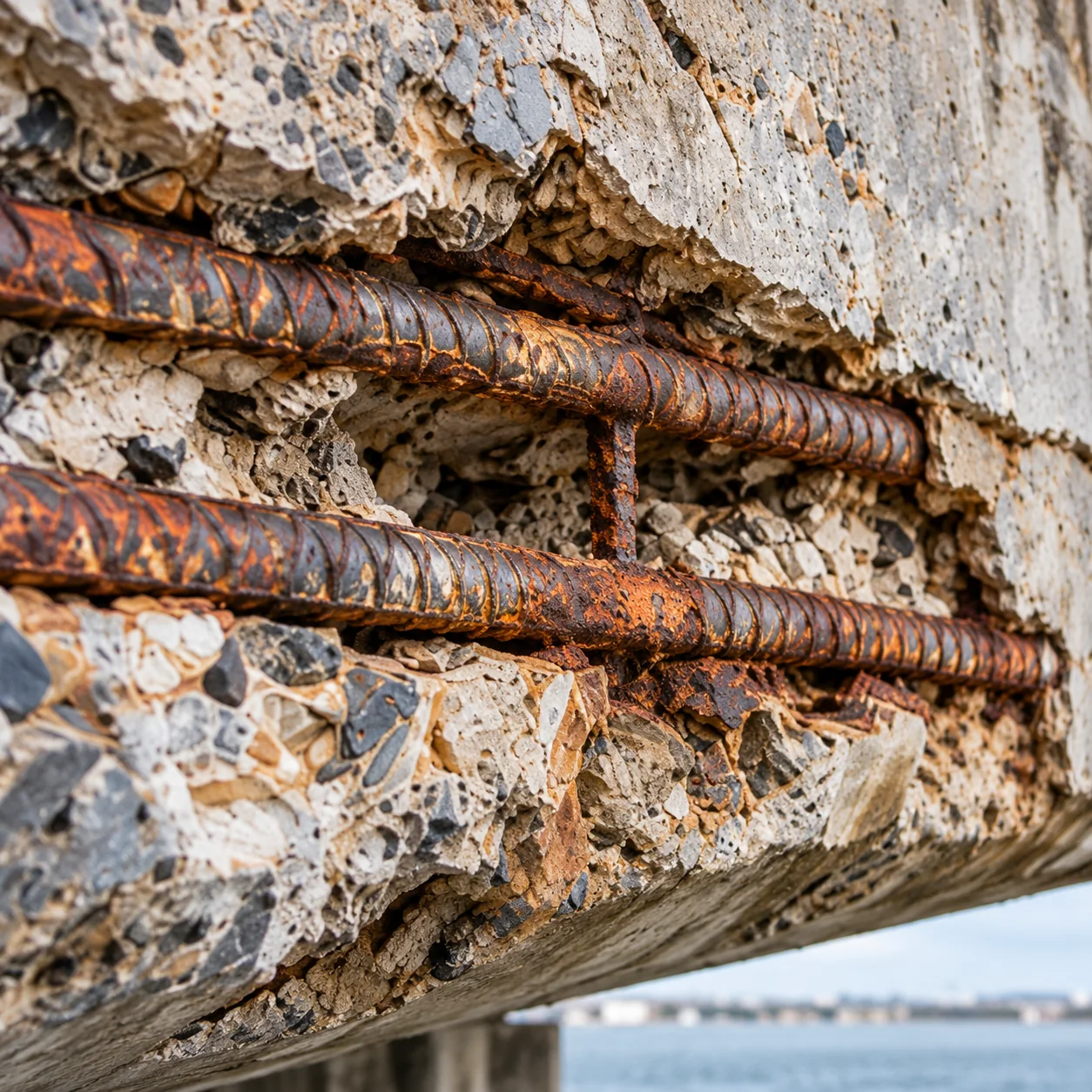 Bridge & Infrastructure Concrete Cancer Repairs Sydney 11 Exposed Reinforcement in deteriorated bridge concrete