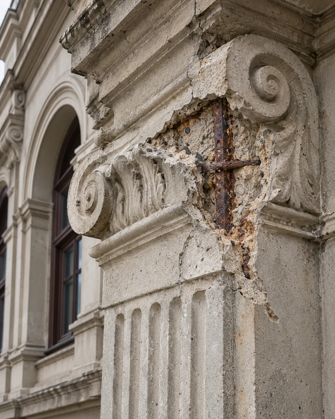 Heritage Concrete Cancer Repairs Sydney 3 Heritage building concrete deterioration with exposed corroded reinforcement in Sydney