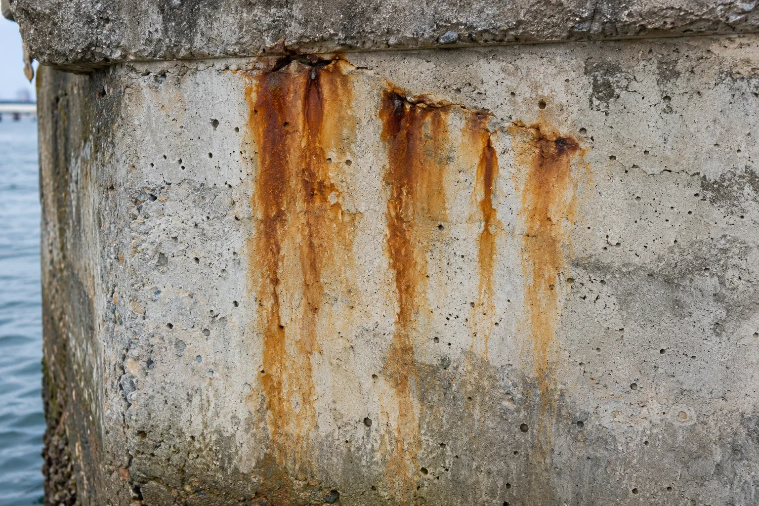 Marine Concrete Cancer Repairs Sydney 12 Rust stains in weathered marine concrete
