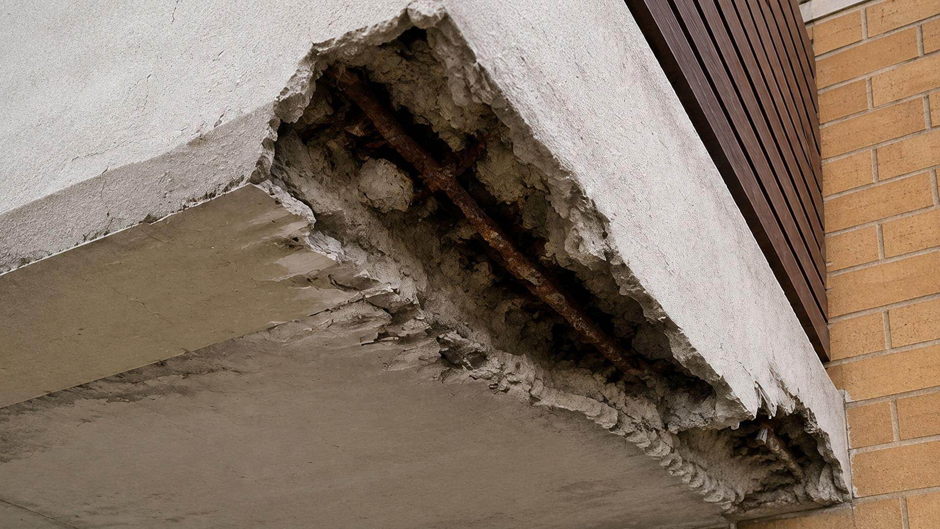 Before repair — 16 Strata Balcony Slab Edge Remediations
