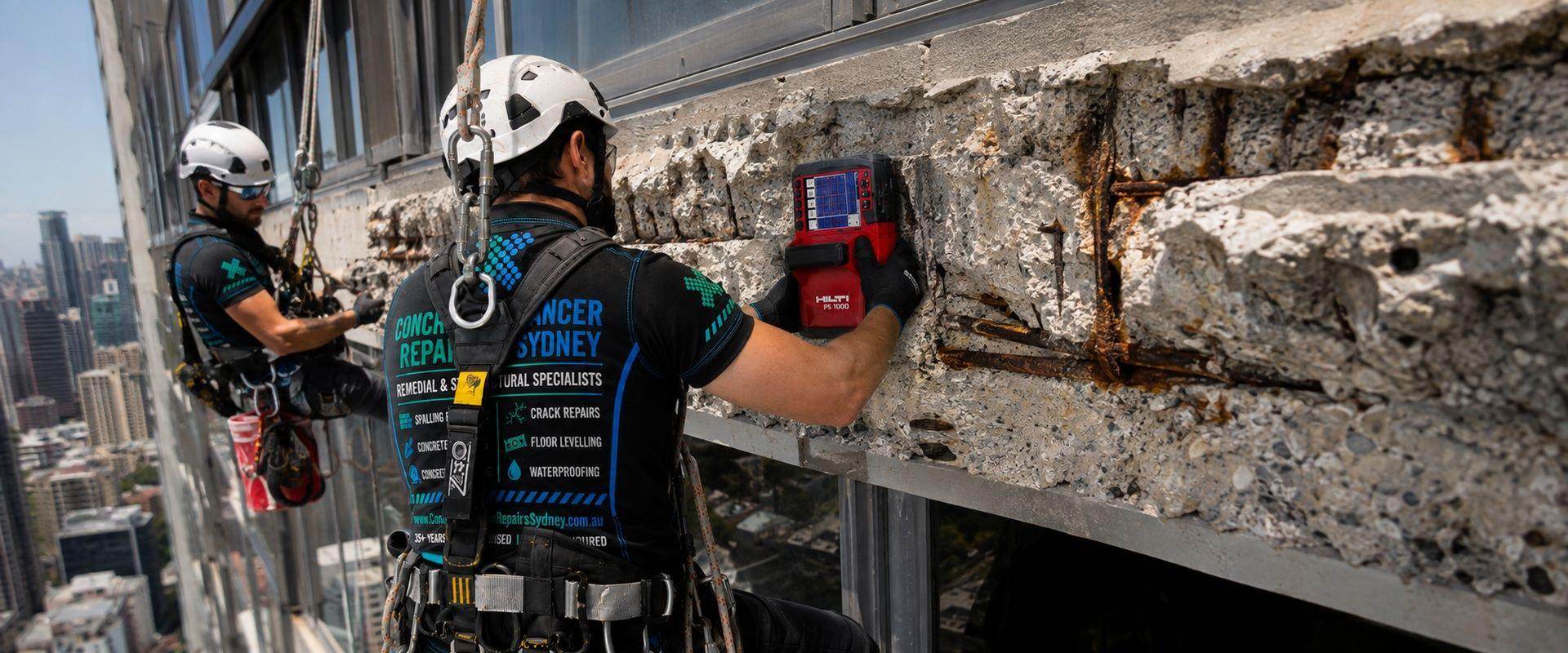 Before repair — Major CBD Commercial Tower Façade & Structural Concrete Remediation