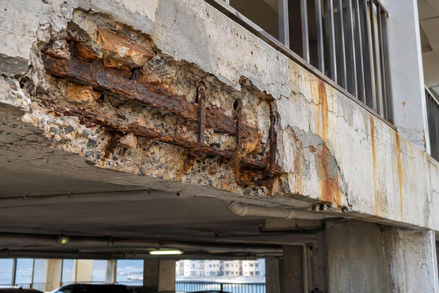 Before repair — Waterfront Car Park Perimeter Beam