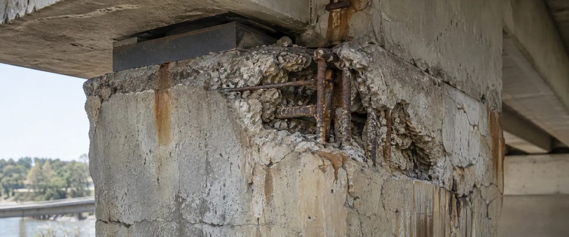 Before repair — Bridge Bearing Seat & Beam-End Remediation