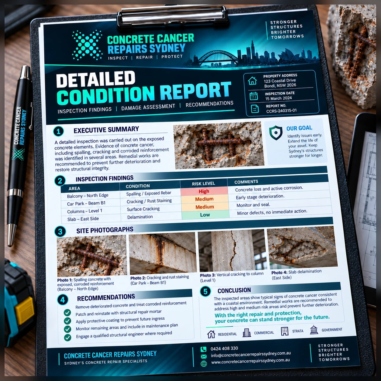 Detailed concrete condition report