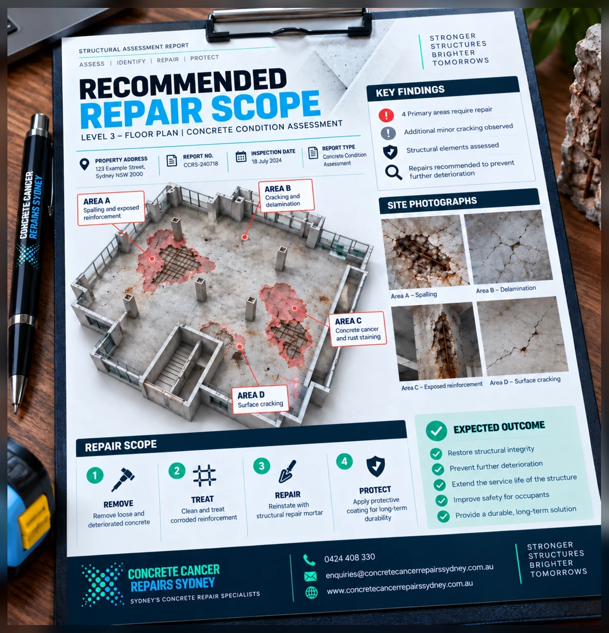 Recommended concrete repair scope report