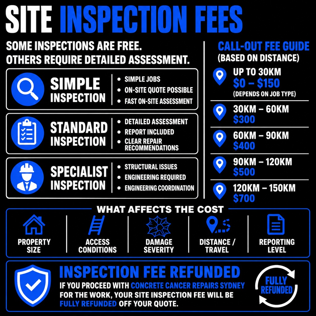 Site Inspection Fees 5 Concrete Cancer Repairs Sydney - Site Inspection Fees