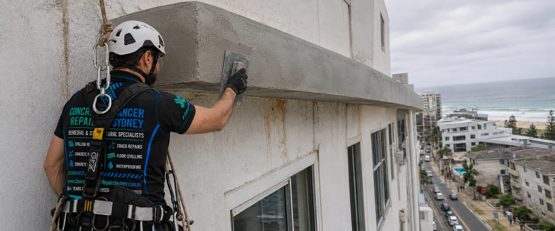 After repair — Apartment Concrete Awnings, Window Hoods & Façade Projection Remediation